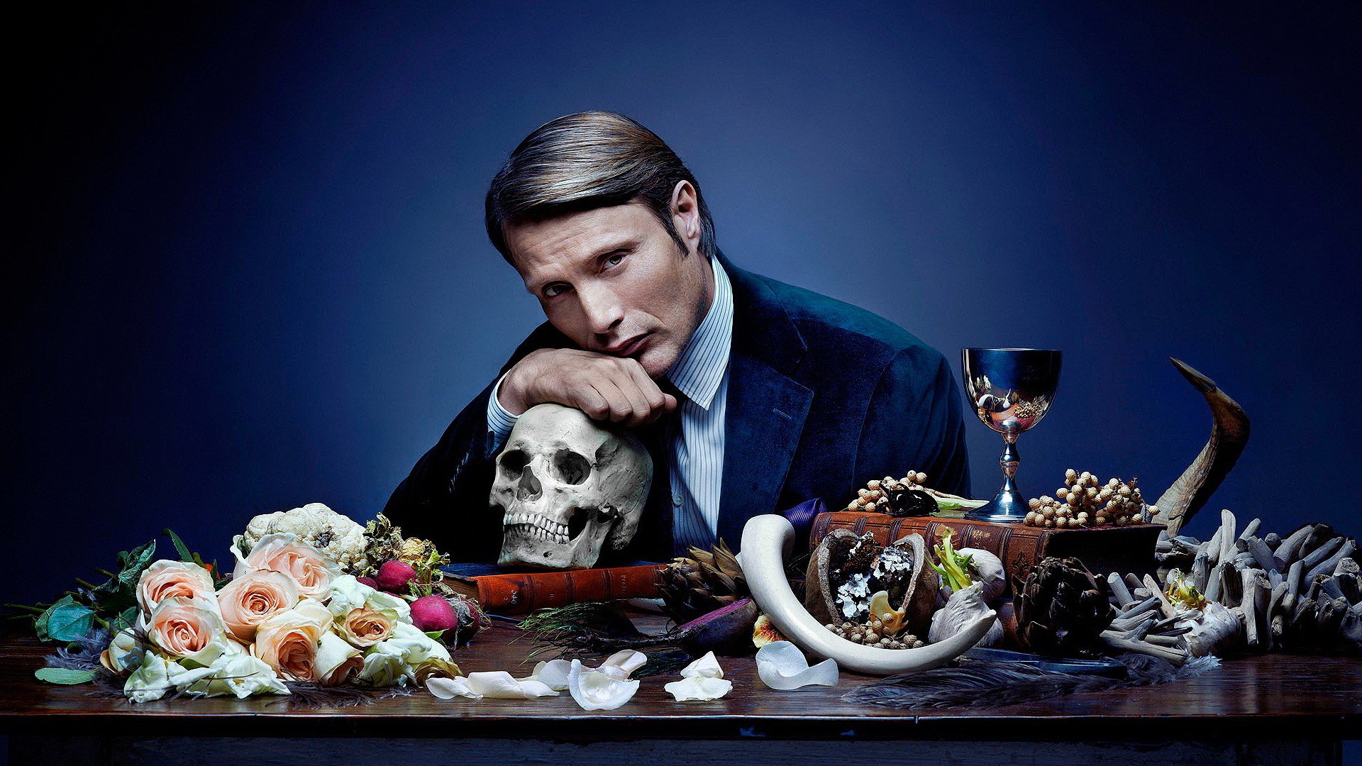 mads mikkelsen men view skull flower