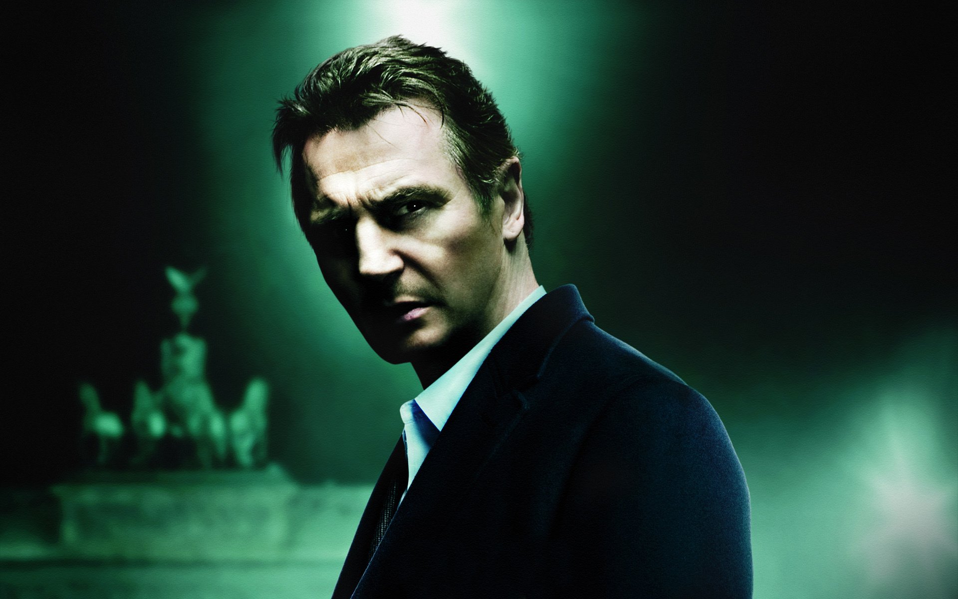 liam neeson view glow dark background unknown