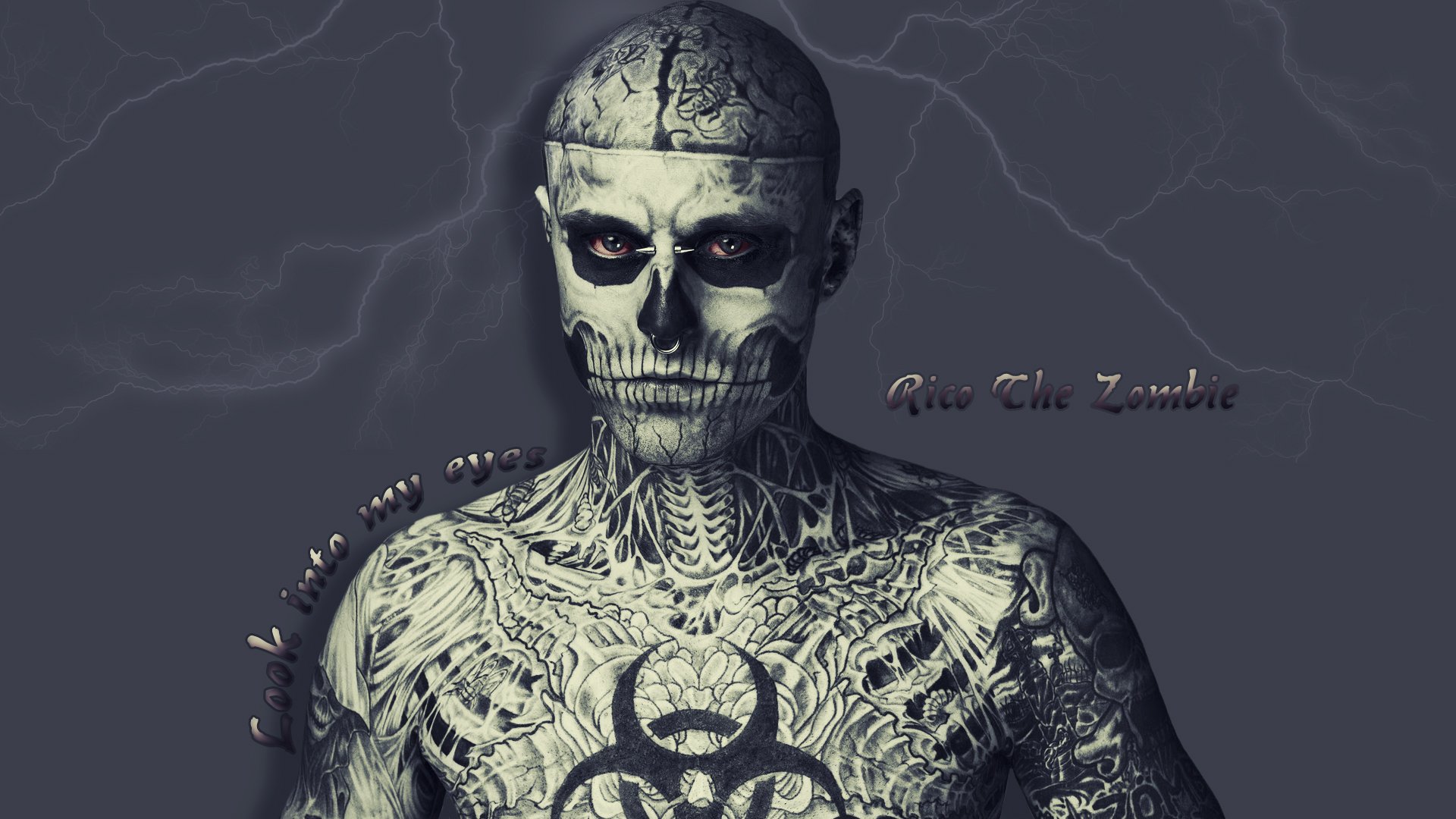 rico zombie blitz augen tattoos menschliches skelett