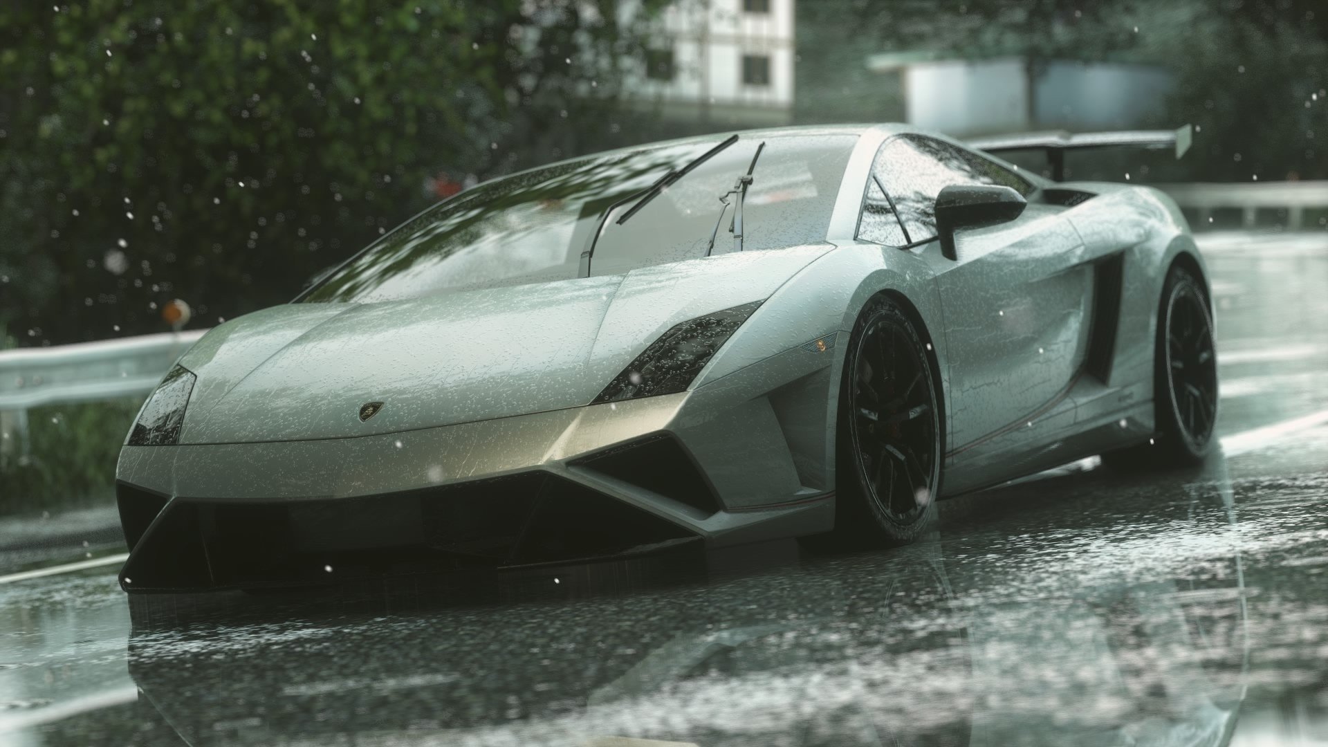 lamborghini fond gris pluie