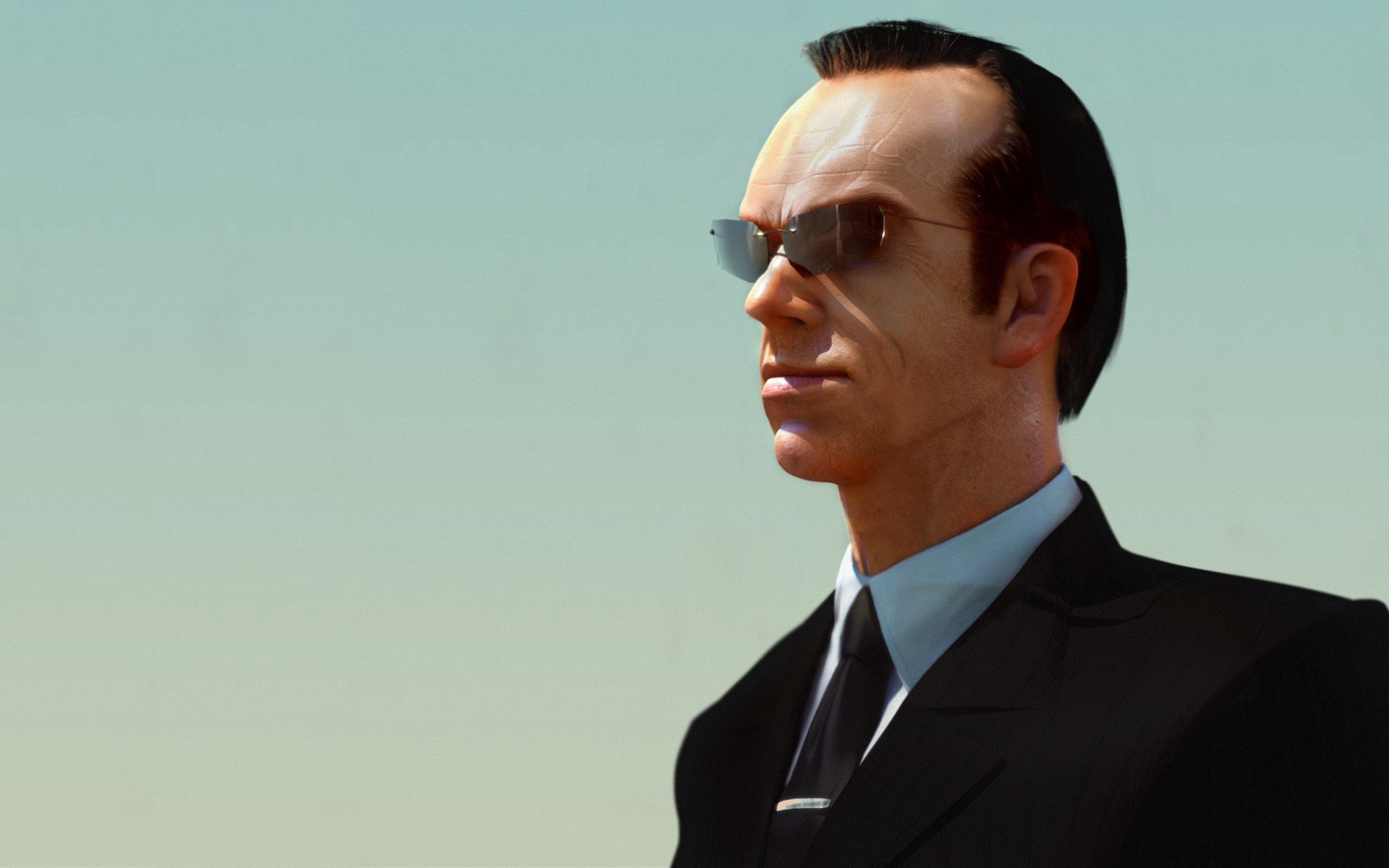 hugo weaving agente smith matrix occhiali tuta