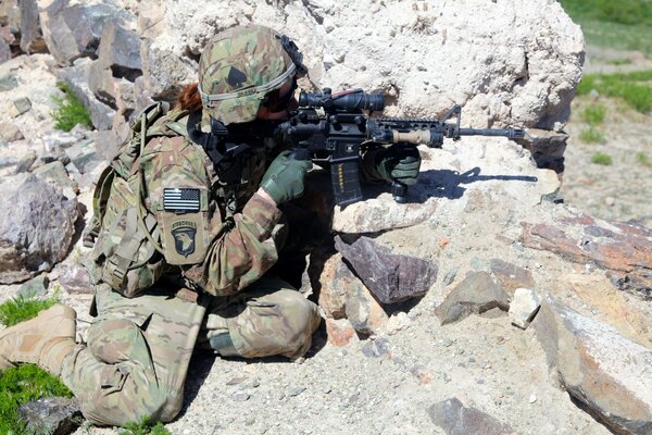 A United States soldier with a gun