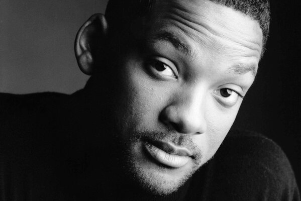 Photo en noir et blanc de will Smith