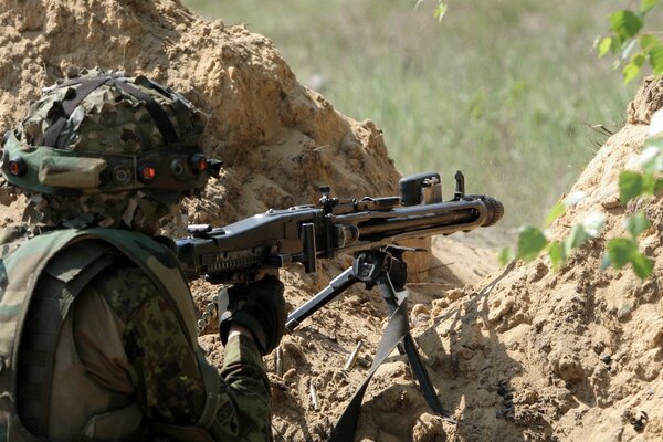 Army sniper in the mountains