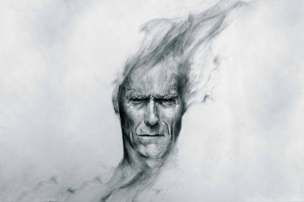 Cabeza y mirada de Clint Eastwood