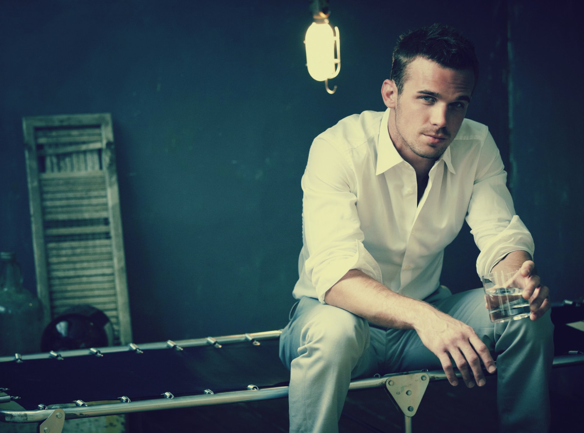 cam gigandet actor glass water room trash