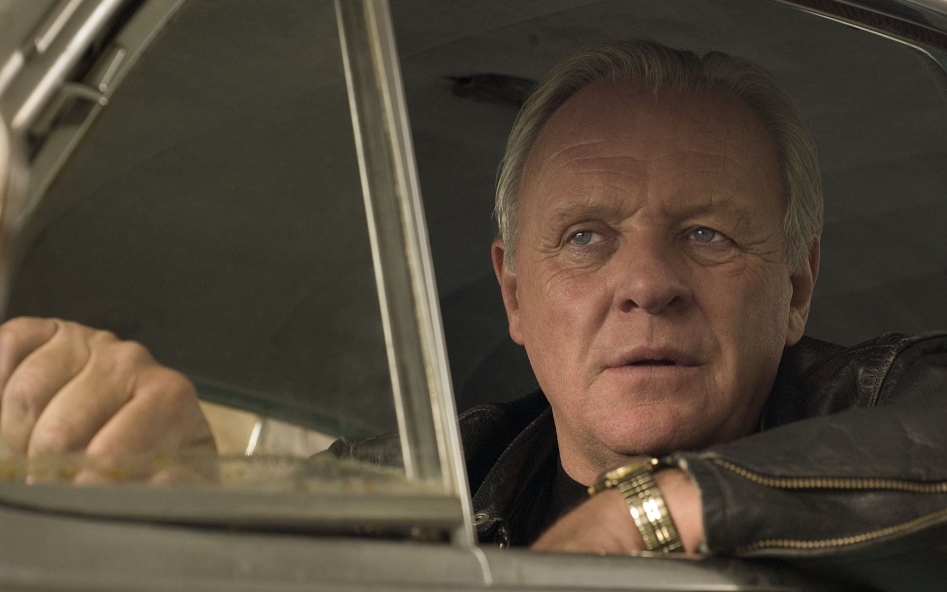 anthony hopkins man face look movie fastest indian in the car background