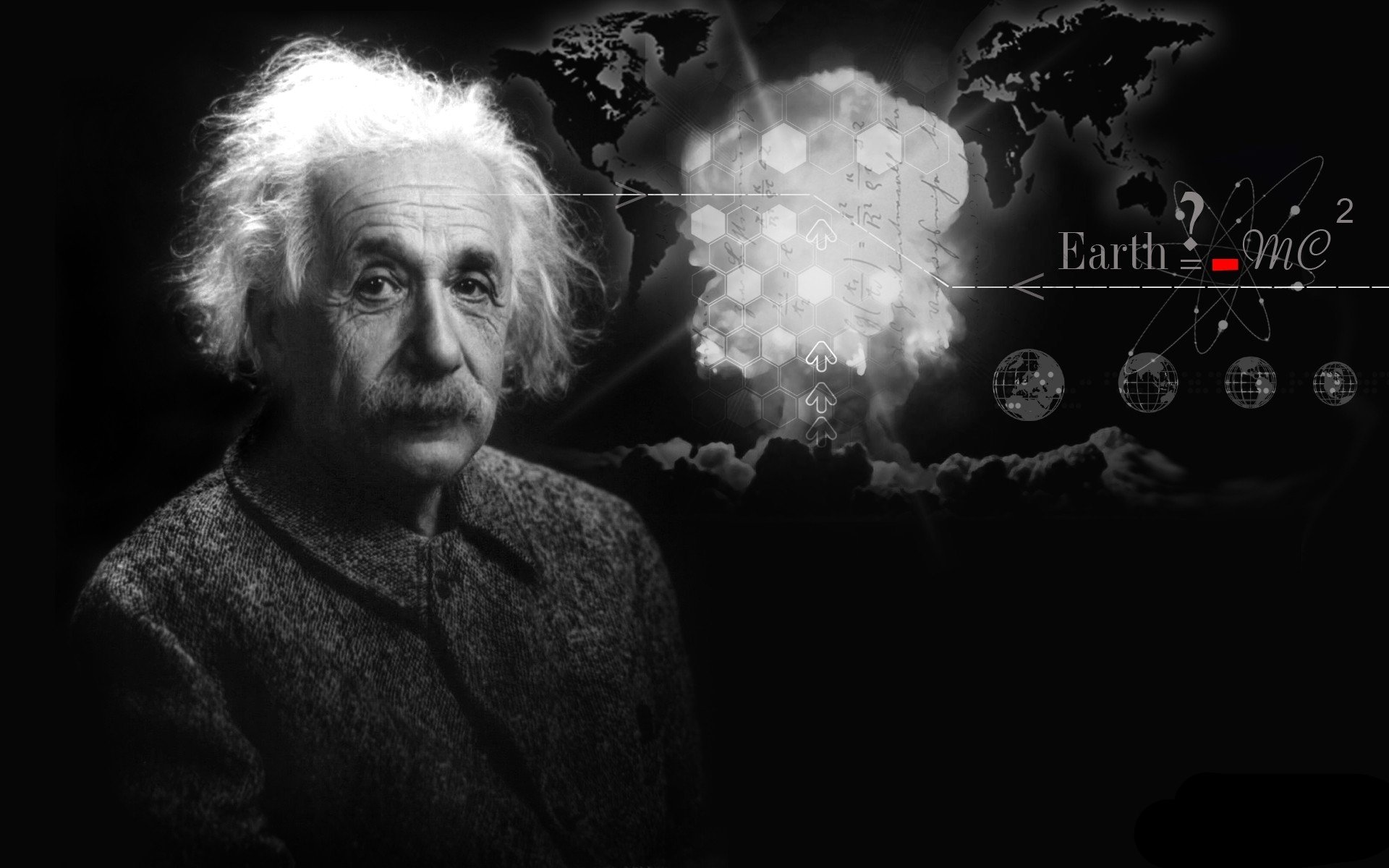 albert einstein wissenschaftler physiker theoretiker gesicht formeln hintergrund