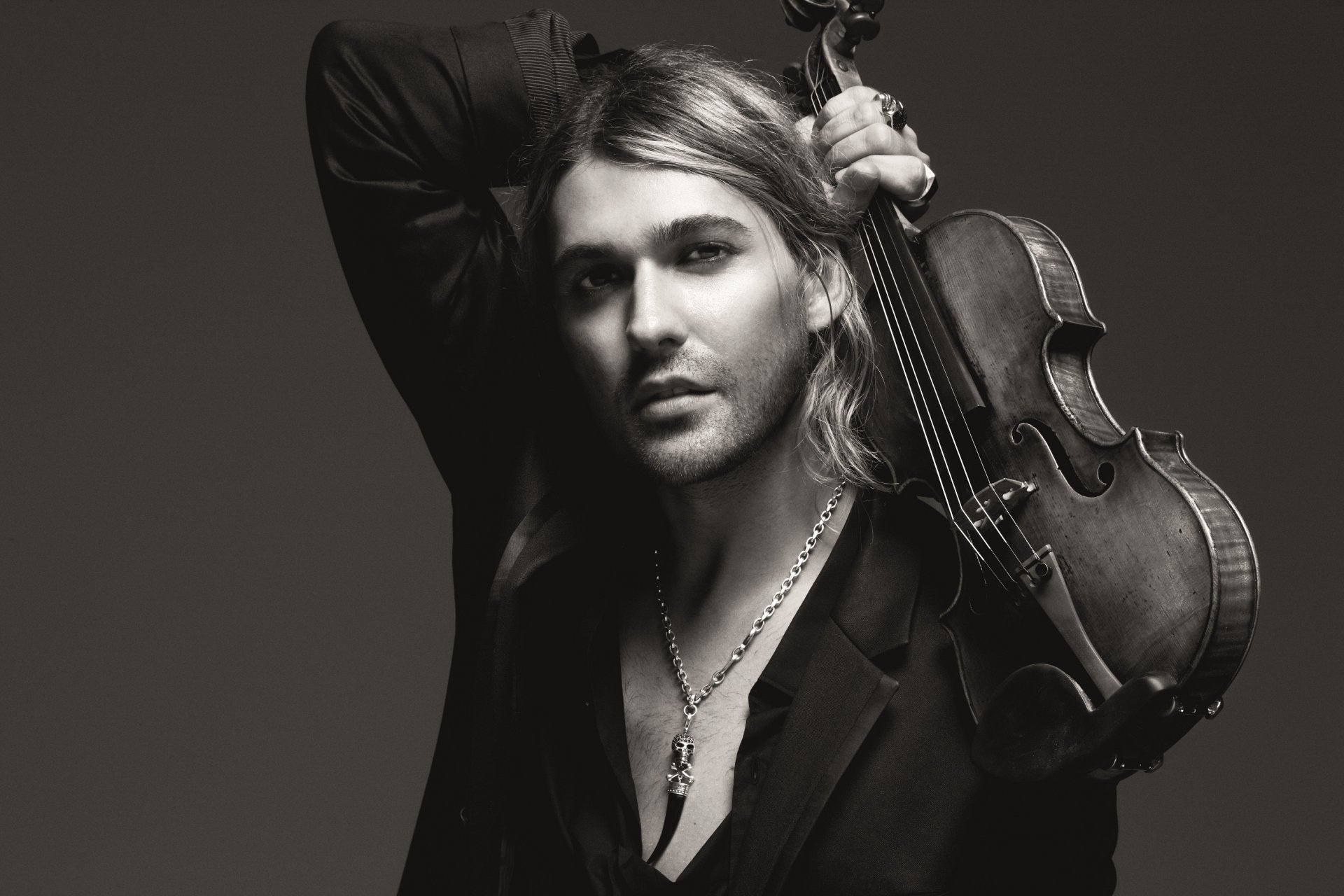 david garrett muzyk skrzypek skrzypce spojrzenie twarz zdjęcie czarno-białe b / w