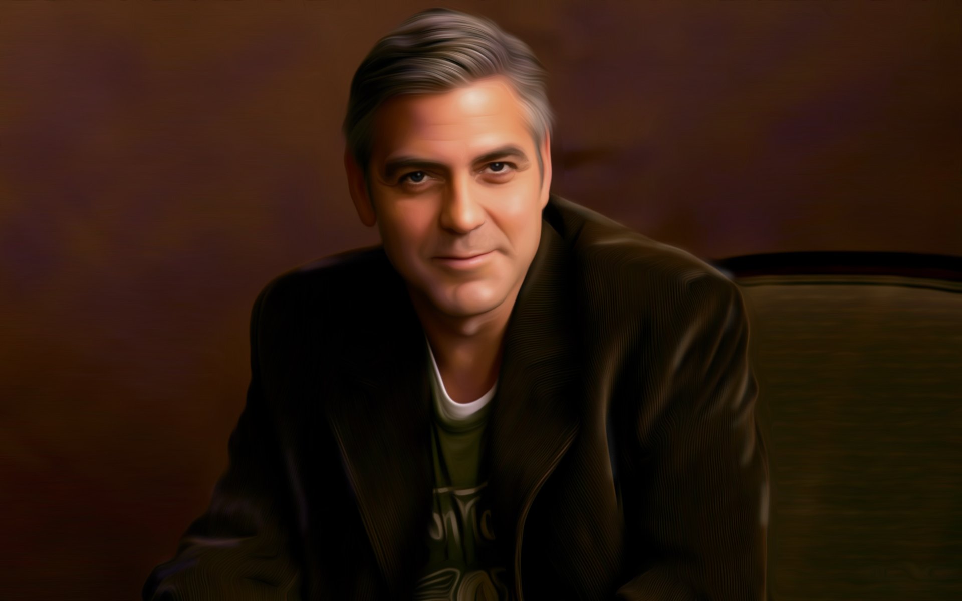 art george clooney actor men sitting chair jacket smile