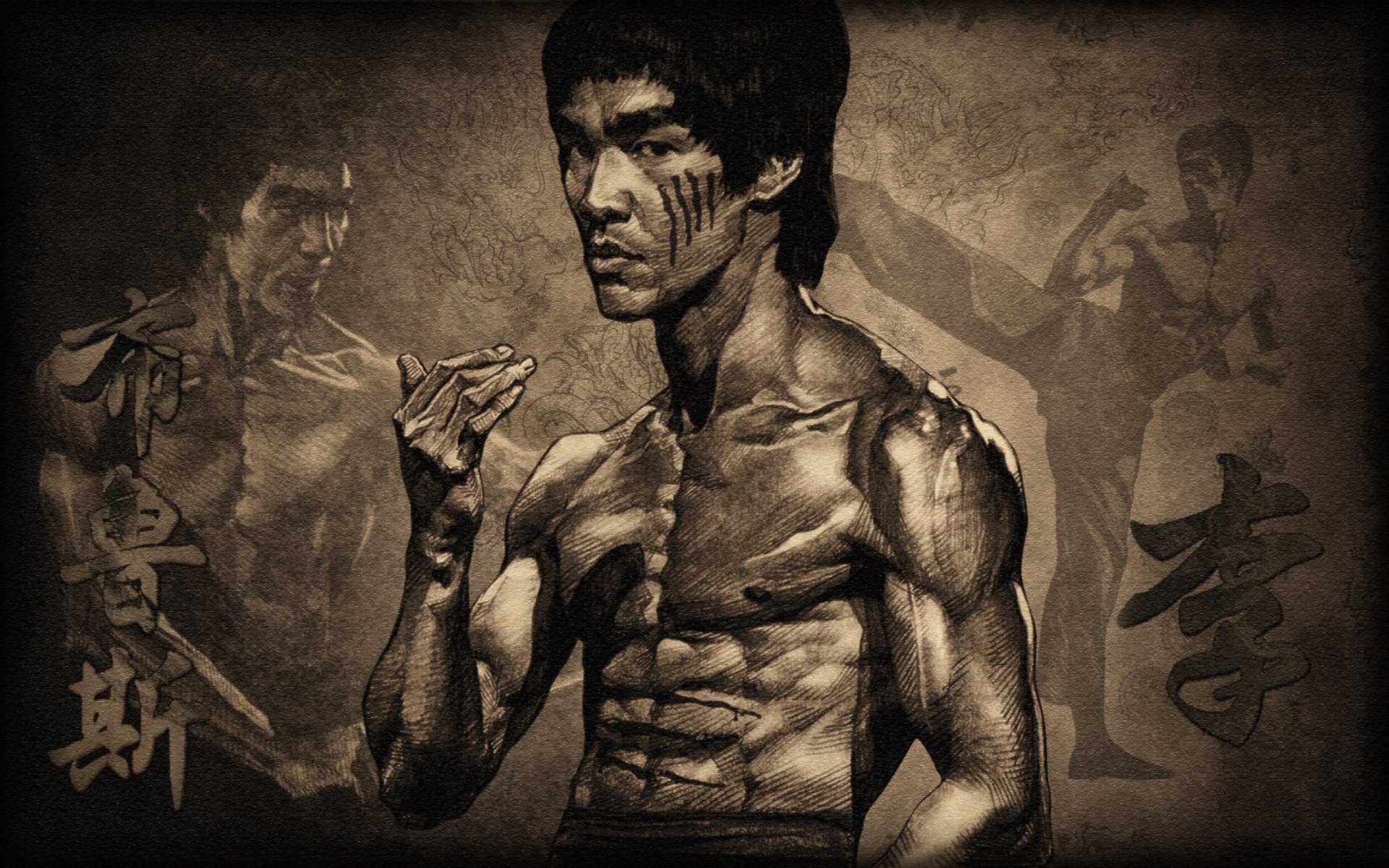 bruce lee actor man torso muscles stance