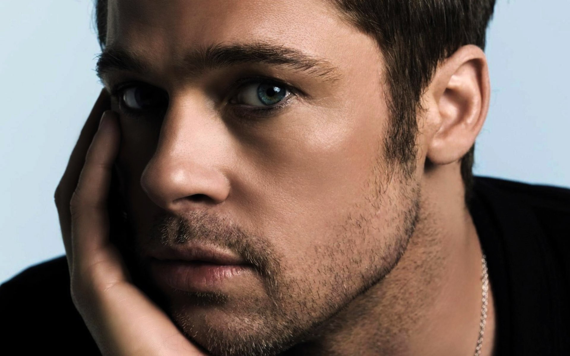 actor men brad pitt man eyes grey gray view