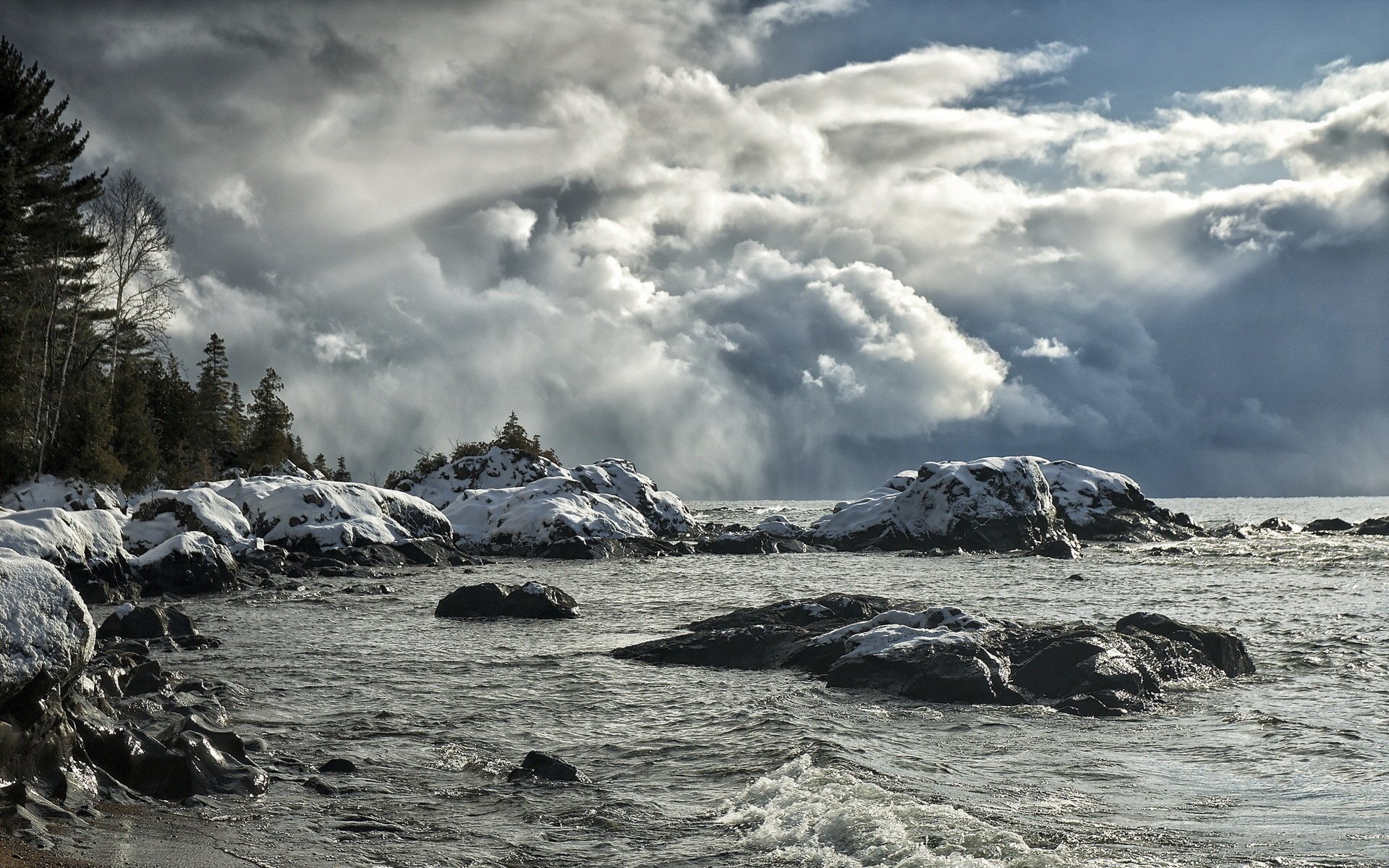 lac ciel paysage froid élément