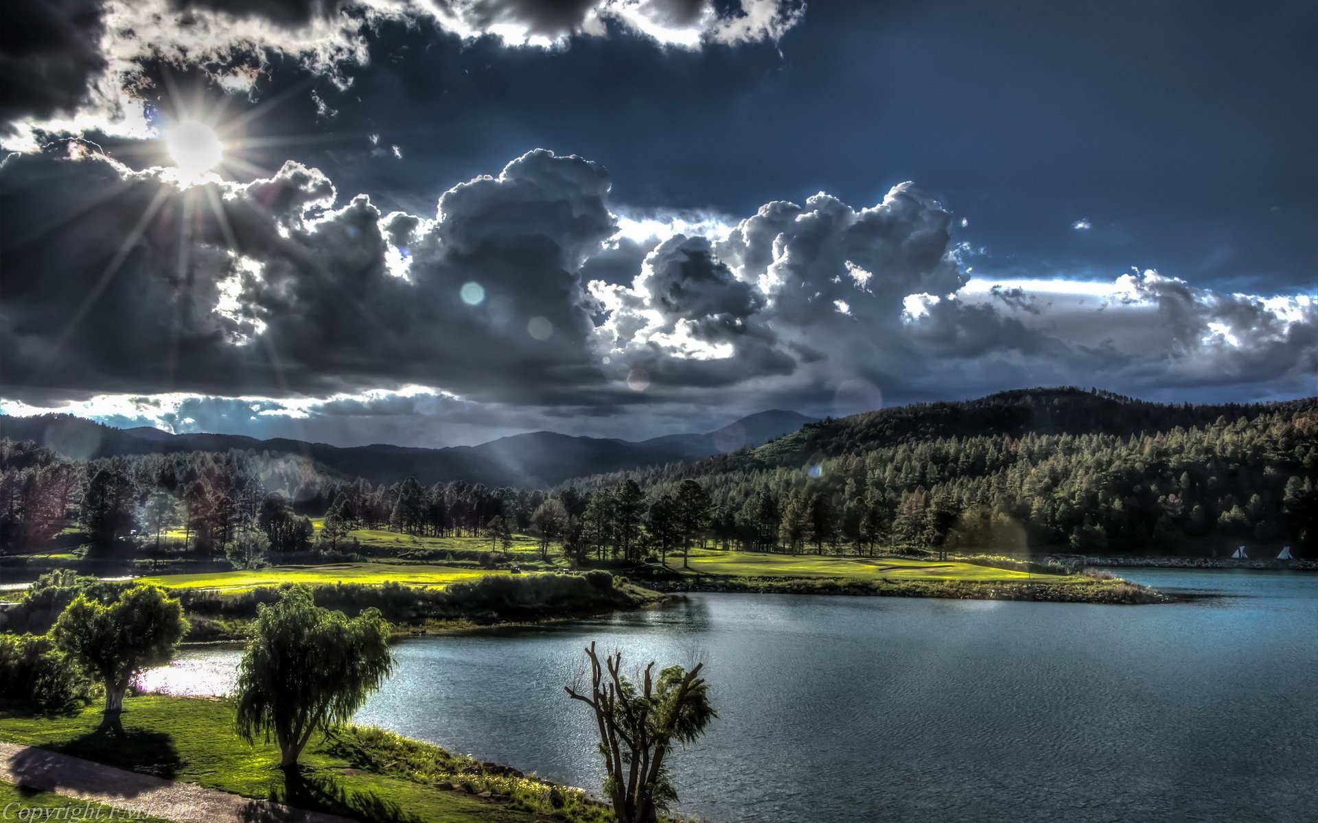 lago cielo paisaje nubes