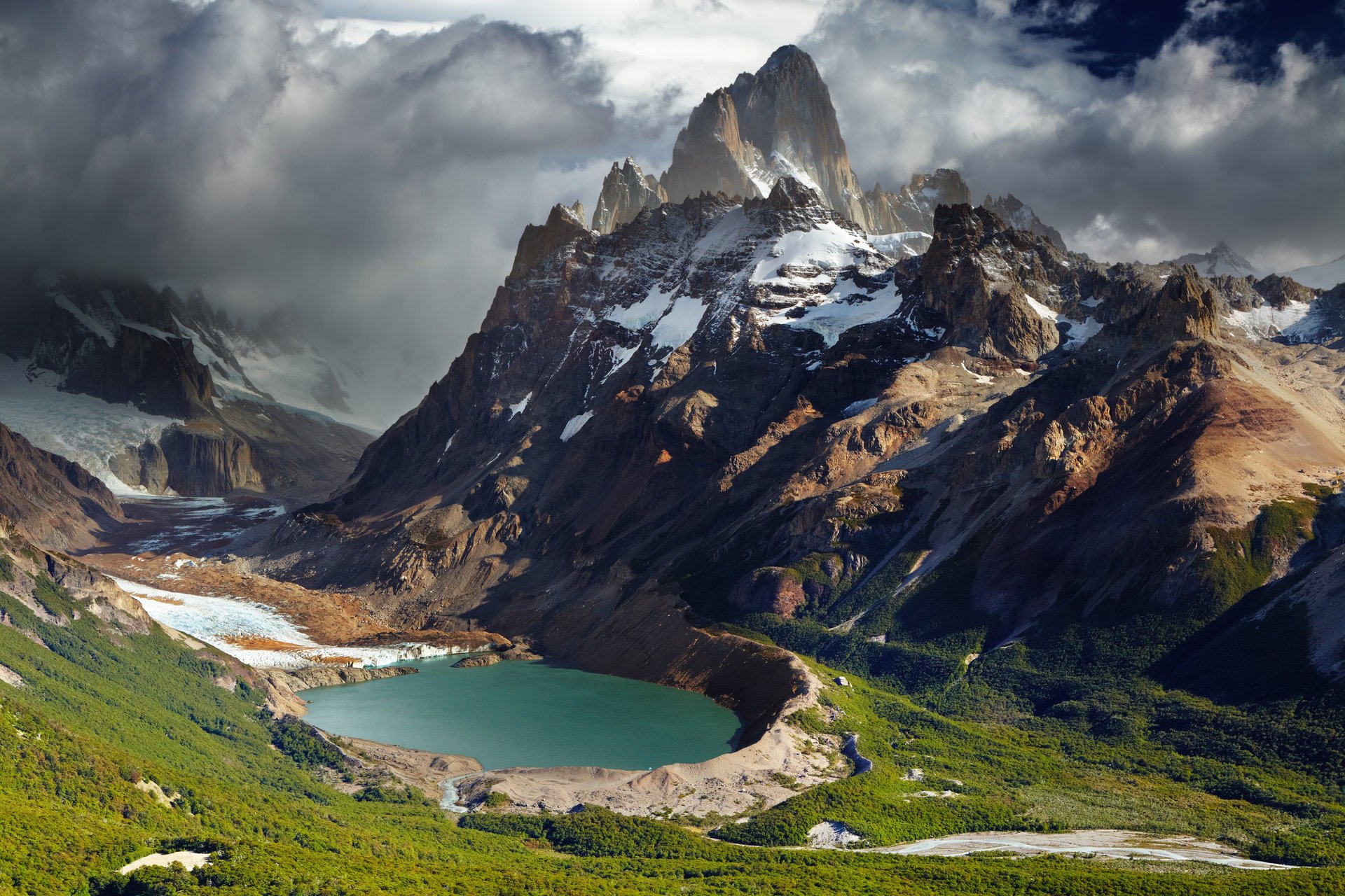 natura argentyna góry jezioro krajobraz trawa chmury