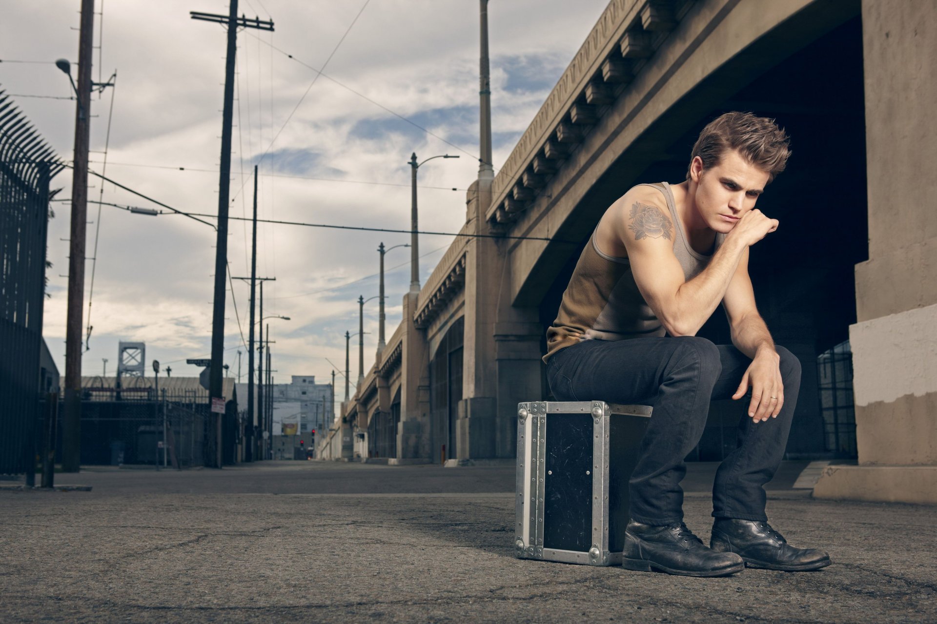 paul wesley actor photo tattoos rose advertising clothing