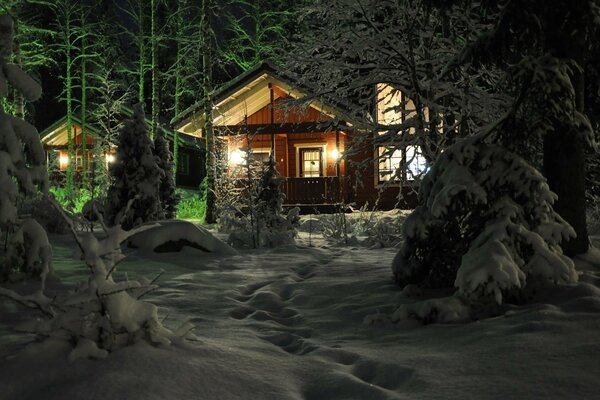 A fabulous winter house in the forest