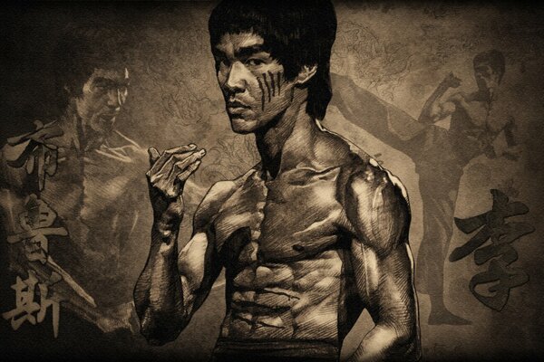 El actor Bruce Lee en el estante