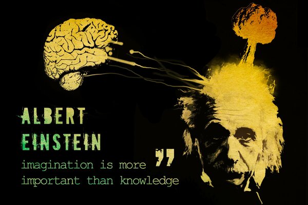 Foto con Einstein e citazione in inglese