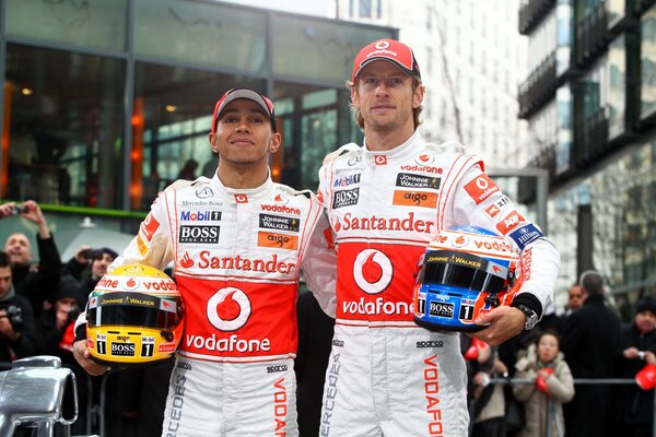 Formula 1 drivers Lewis Hamilton and Jenson Button