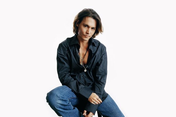 Johnny Depp man sitting on a white background