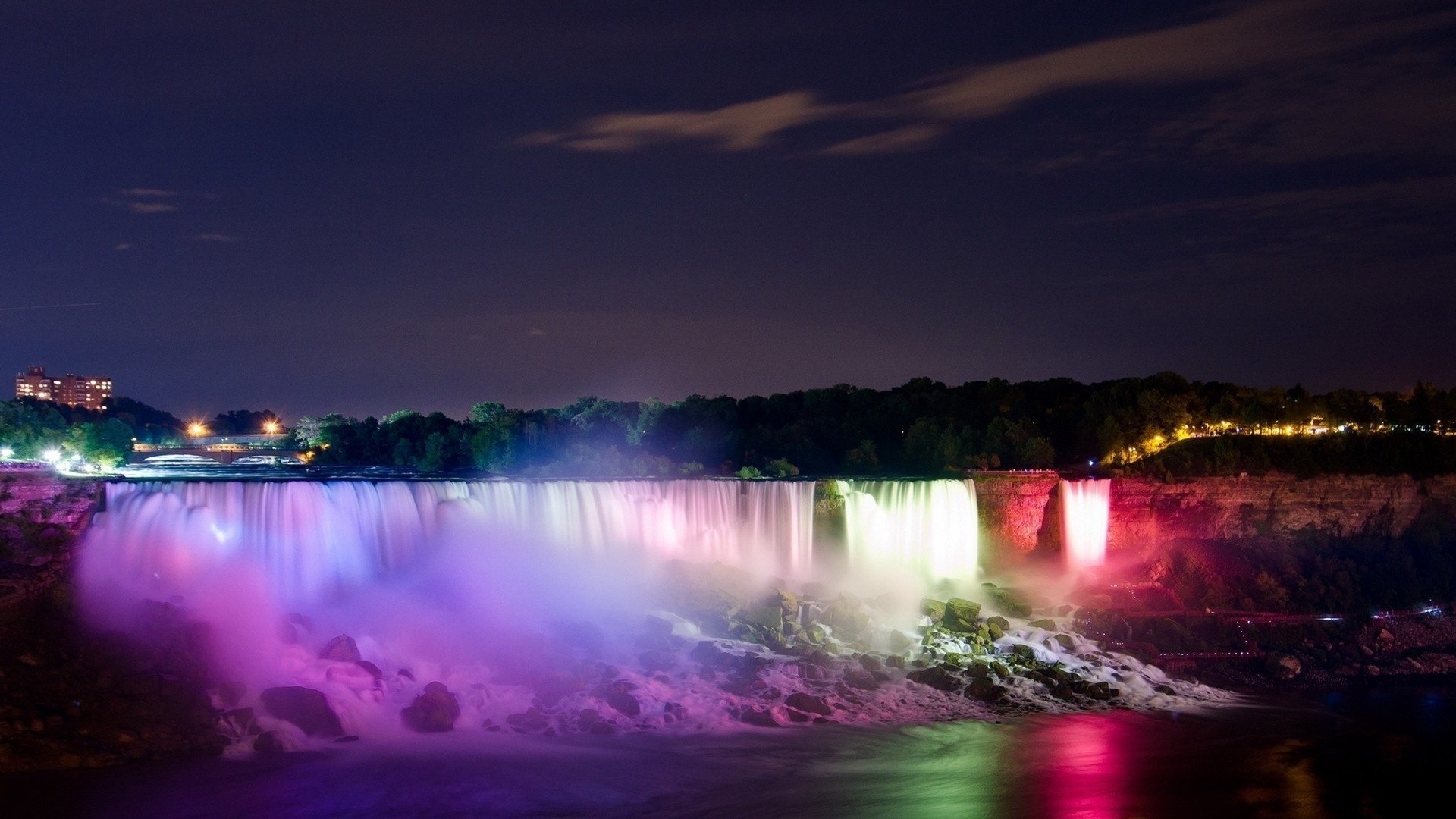 cascade rétro-éclairage lac rivière nuit nature