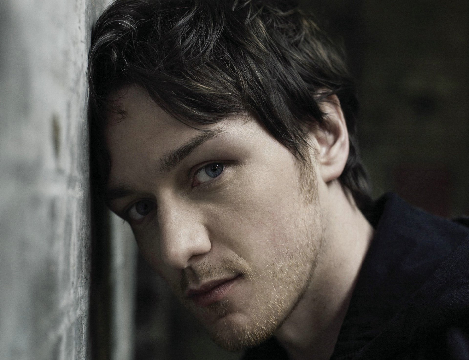 actor james mcavoy portrait face eyes view bristles wall