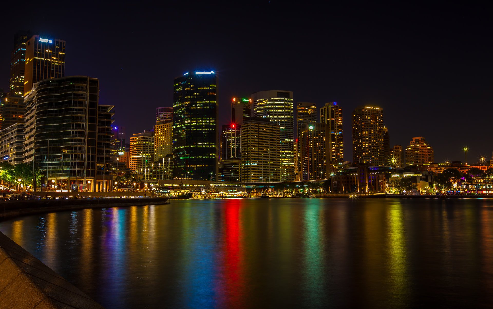 ydney australia skyscrapers river night the city