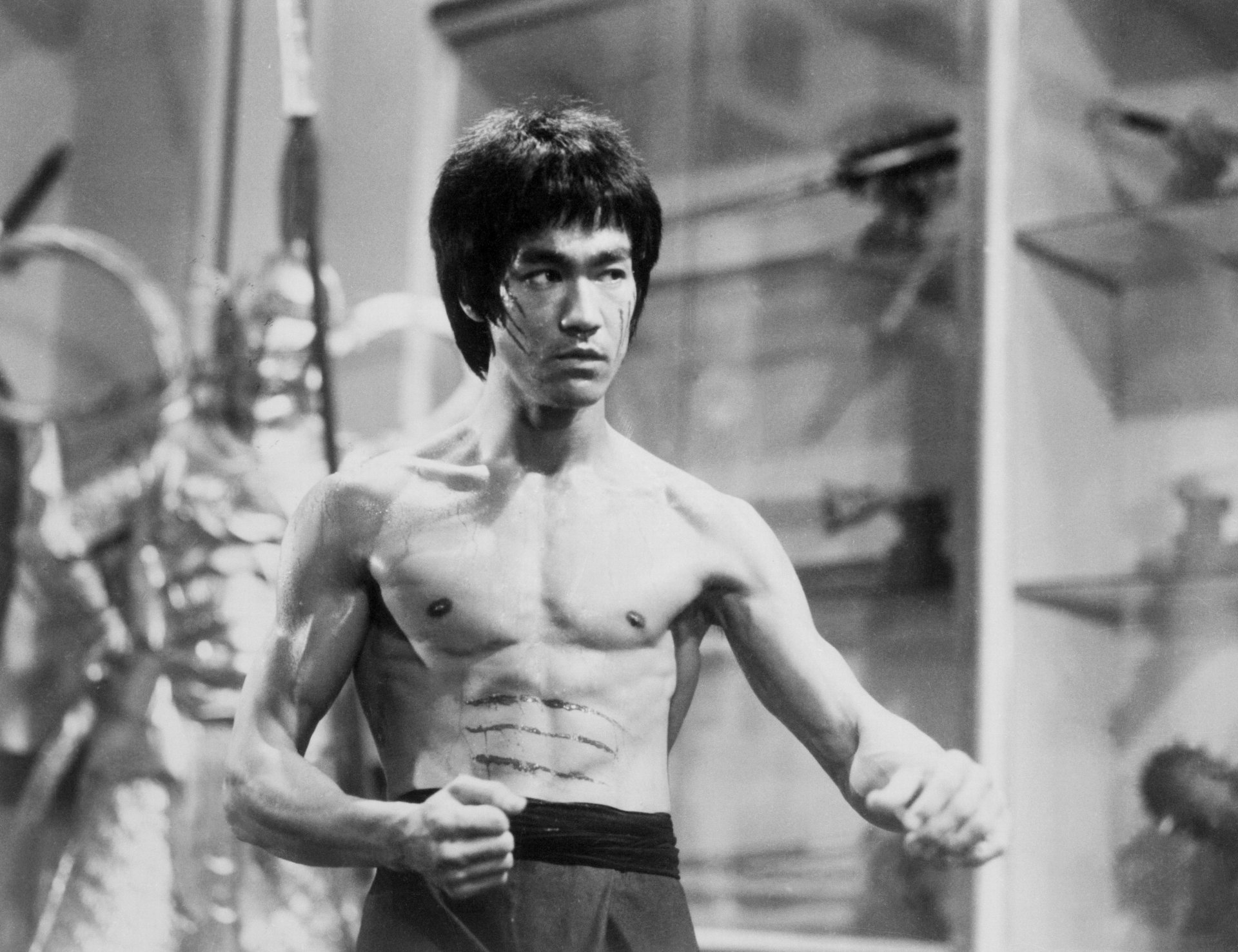 bruce lee zdjęcie ciało szary czarno białe tapety aktor legenda