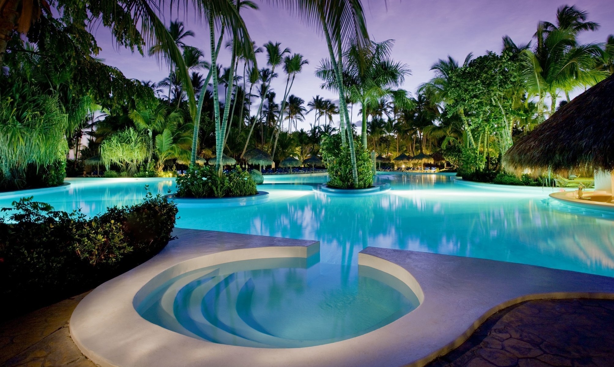 home and comfort the hotel resort the evening pool stay palm trees beautiful summer