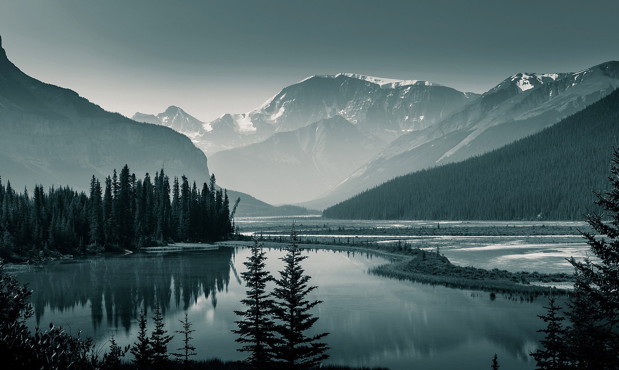 monochrom banff national park natur landschaft kanada morgen see berge