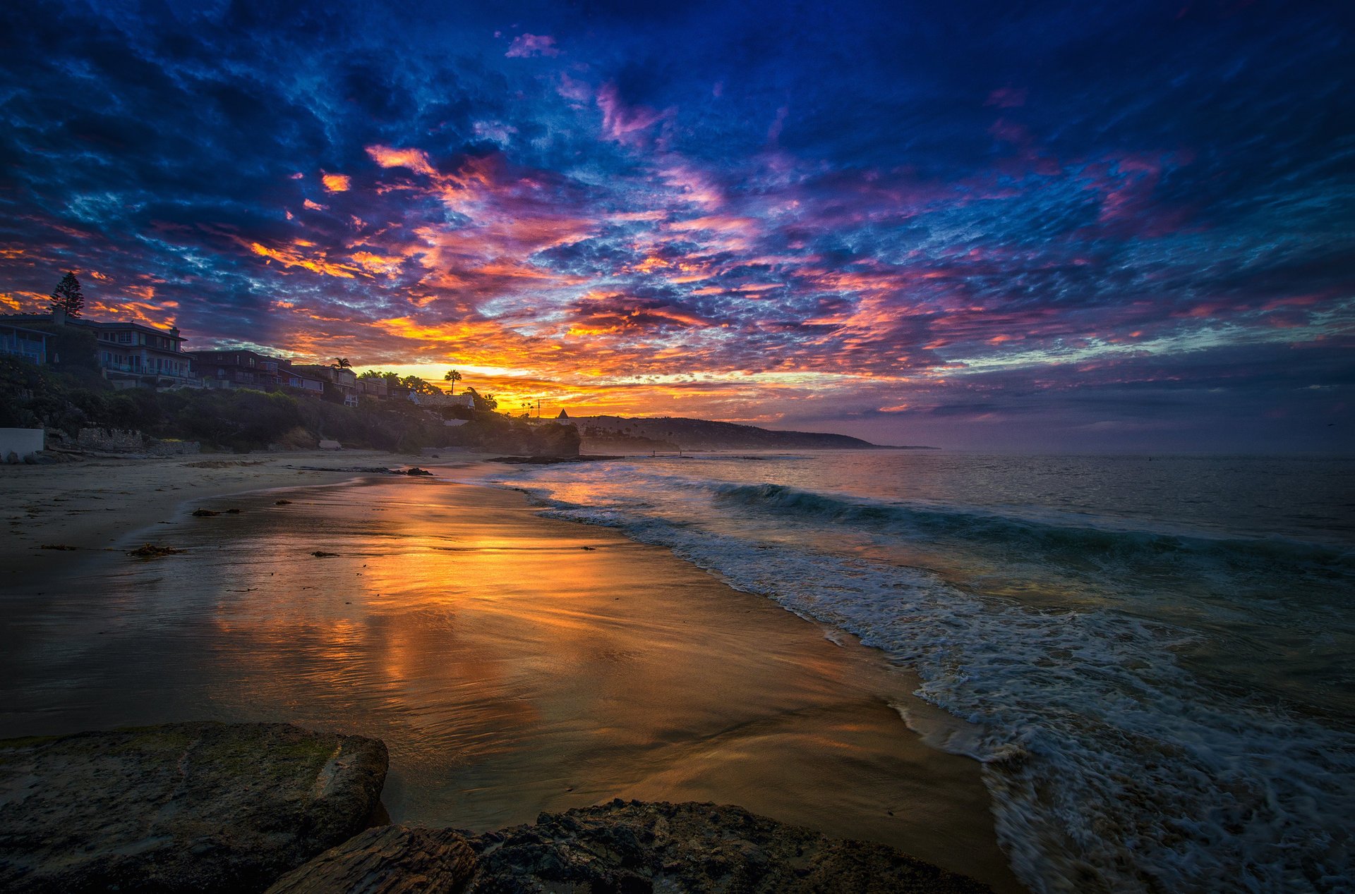 coast sea the sky sunset landscape beach nature