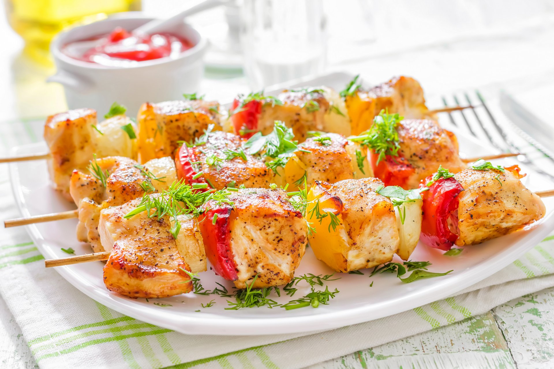 meat products skewers food photo