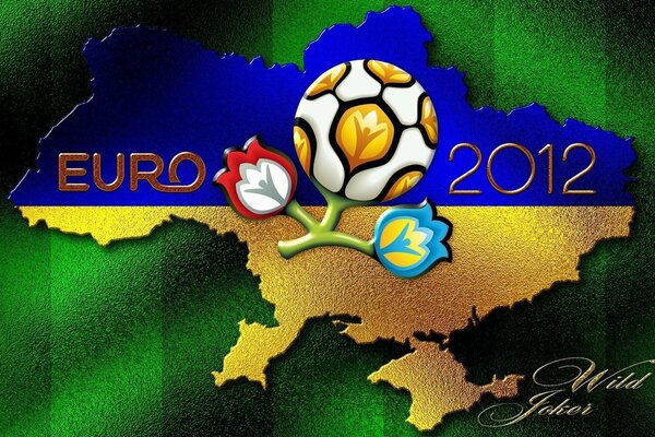 Euro 2012 für das Logo hat die Farbe der Flagge der Ukraine übernommen