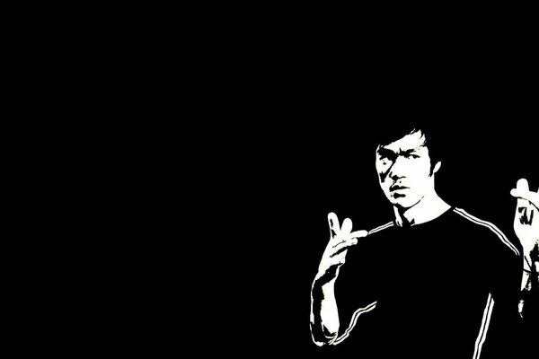 Bruce Lee auf schwarzem Hintergrund