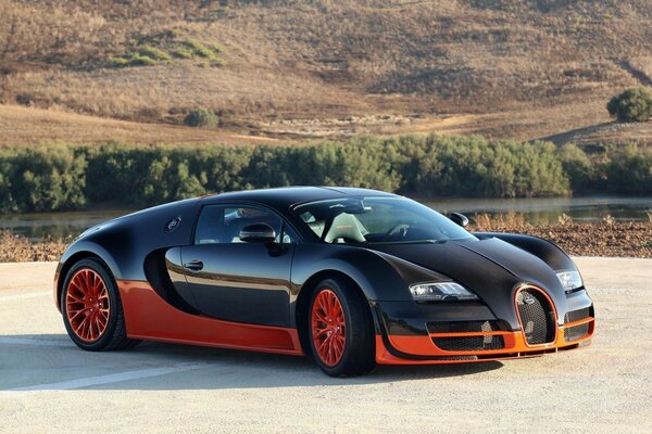 Bugatti Veyron czarno-pomarańczowy