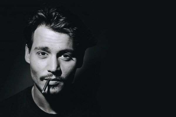 Foto en blanco y negro de Johnny Depp