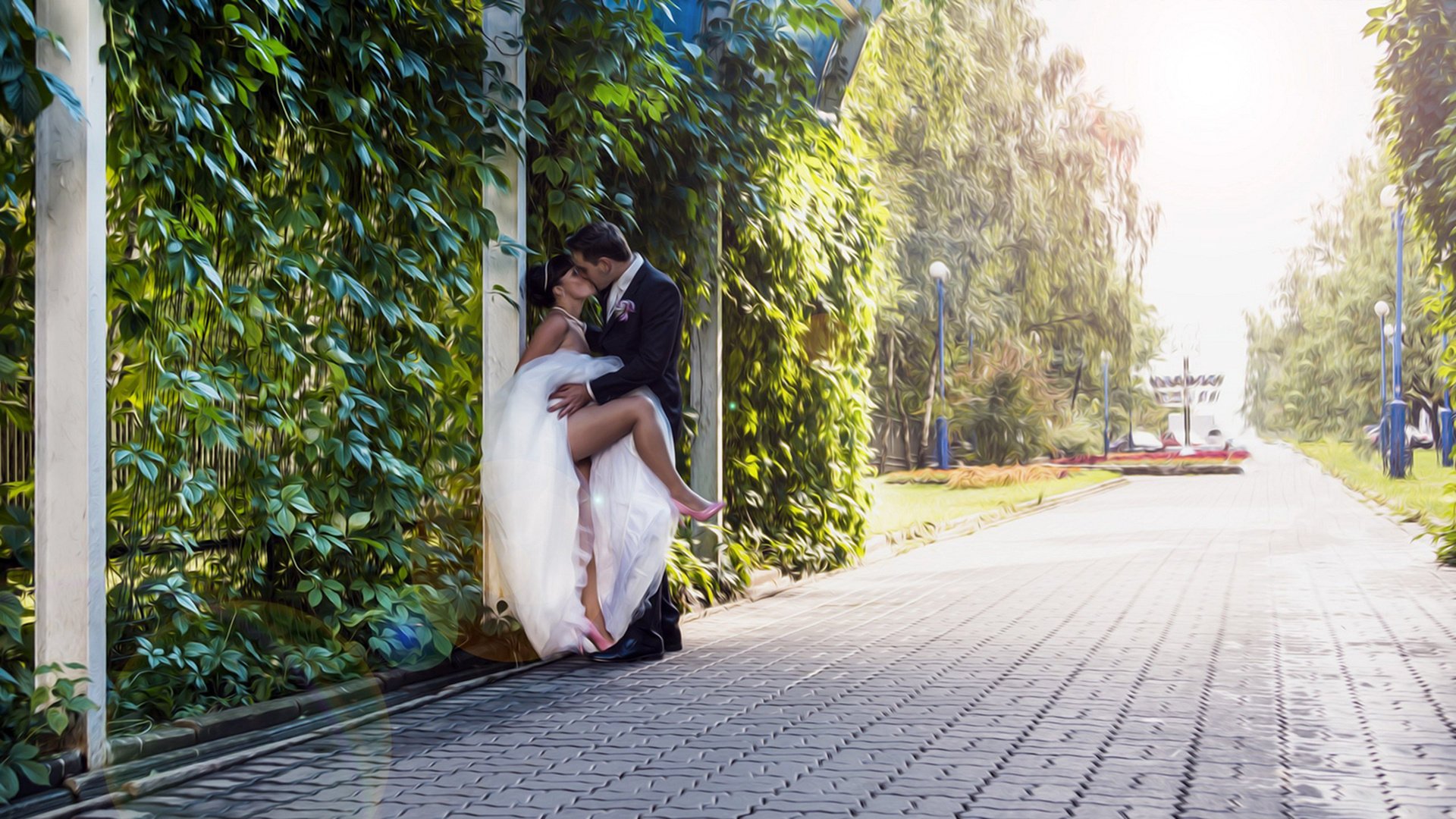 the couple the bride passion the groom wedding nature road