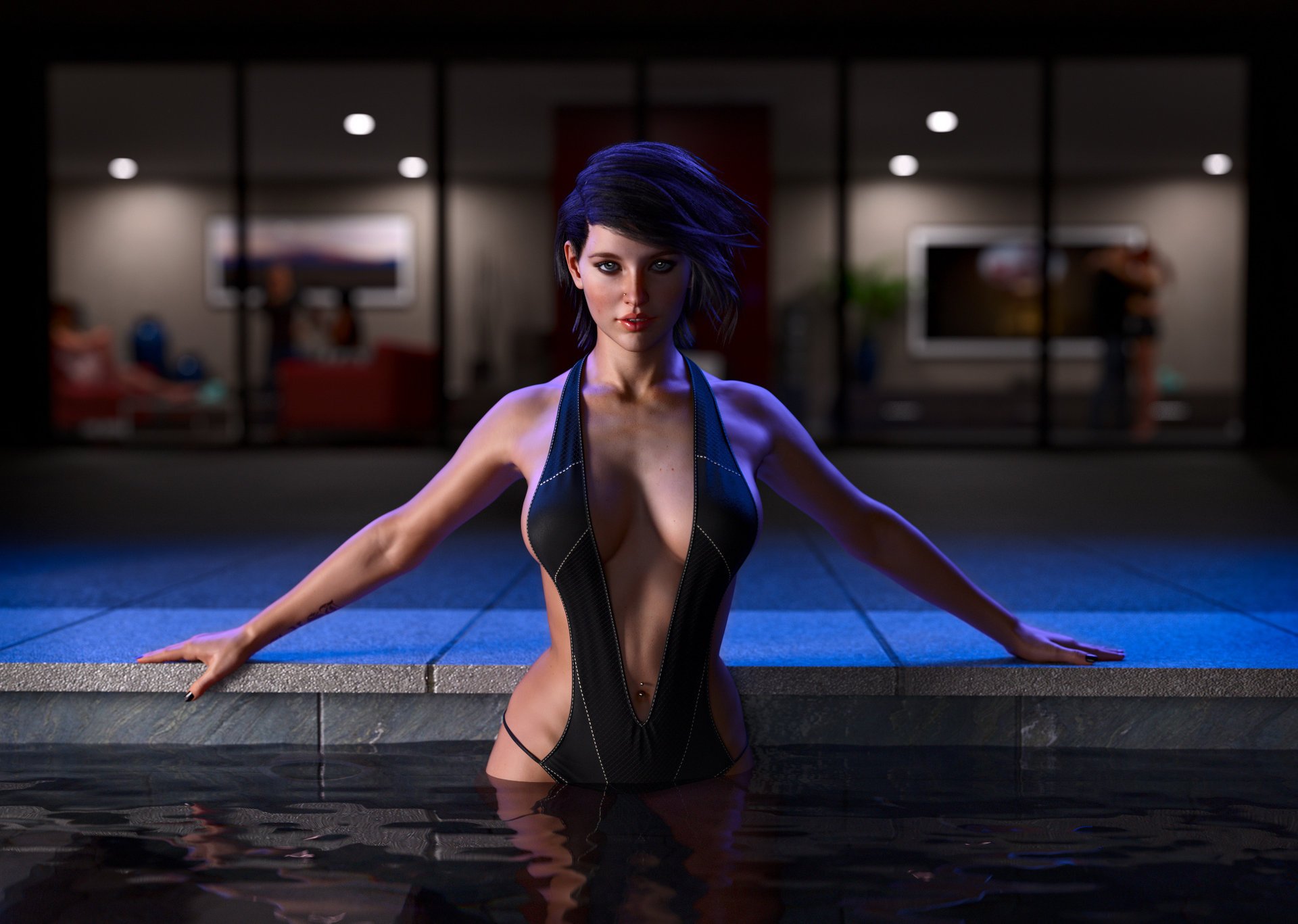 chica piscina 3d