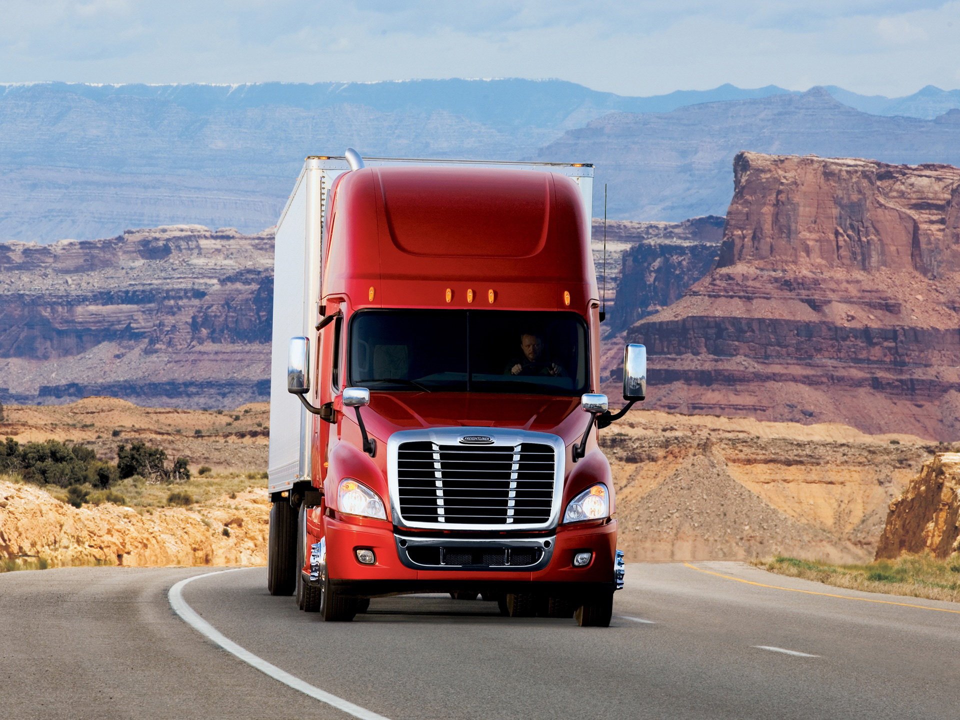 freightliner lkw traktor straße lastwagen usa rot