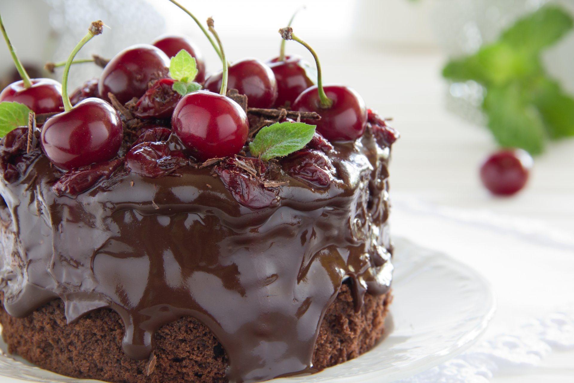 gâteau chocolat cerises menthe