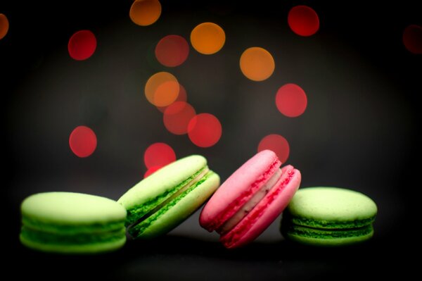 Macaroon postre verde y rosa