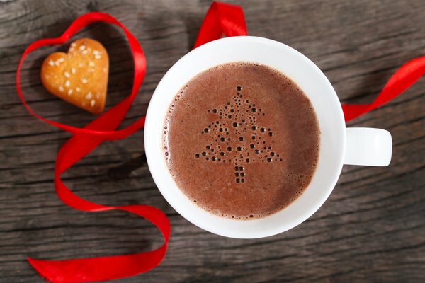 New Year s mood with a cup of fragrant coffee