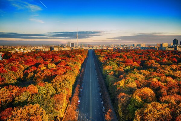 Germania. Autumn Road to town