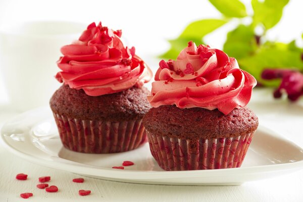 Birthday cupcakes with cream