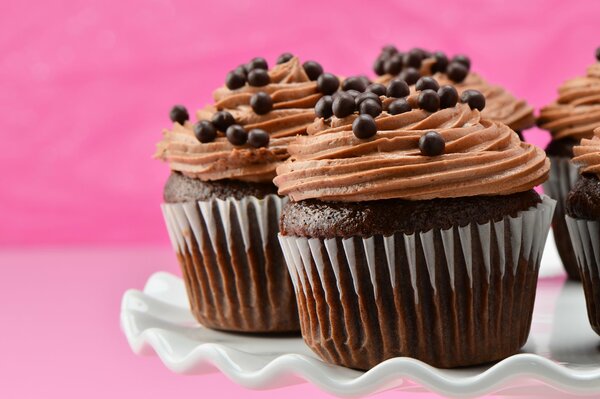 Chocolate cupcakes with chocolate balls