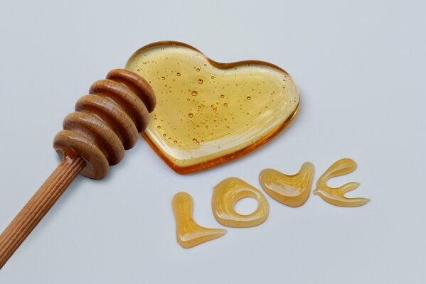 Honey heart and words of love