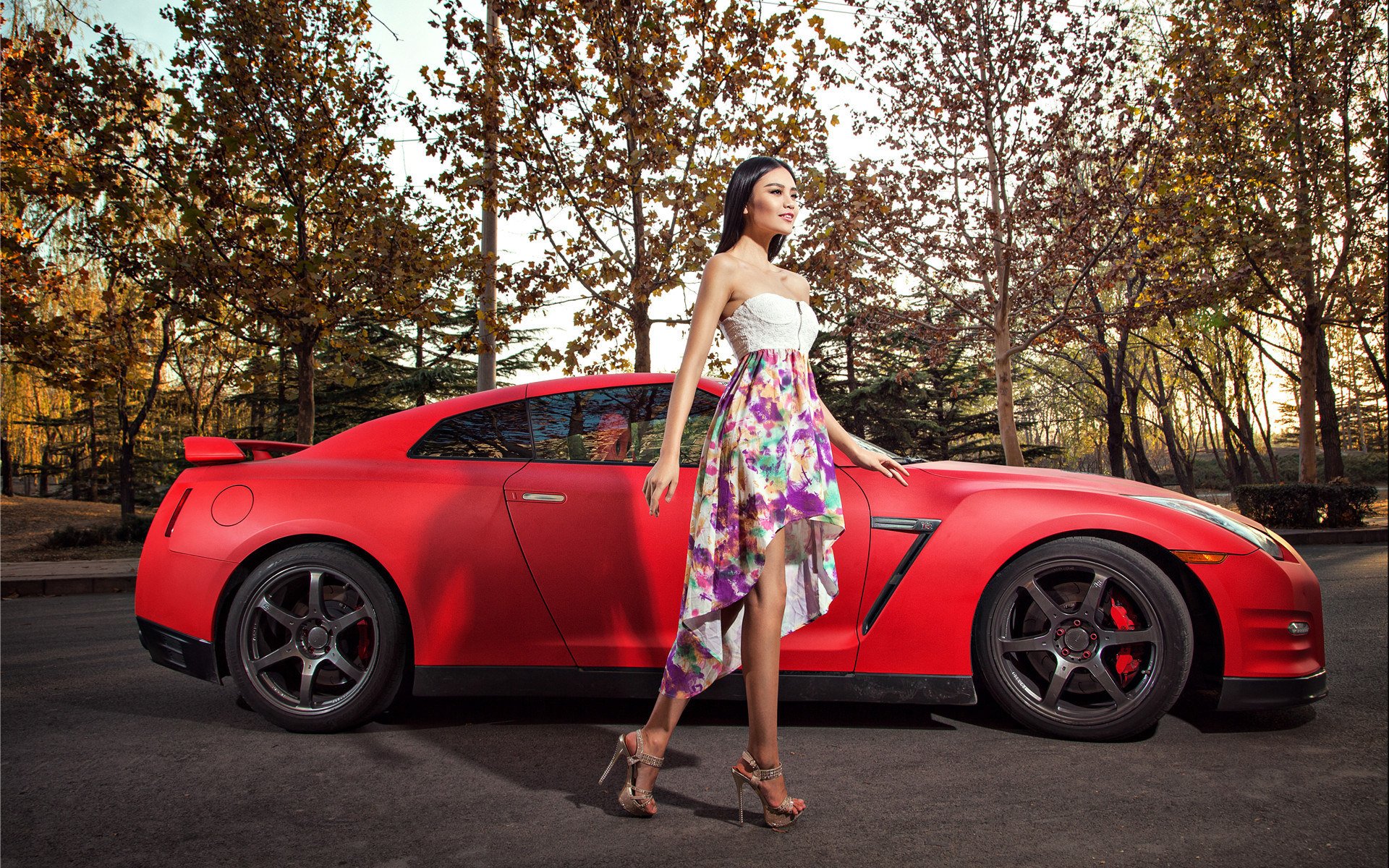 mädchen nissan gt-r asiatische frau koreanisches modell modell auto auto auto