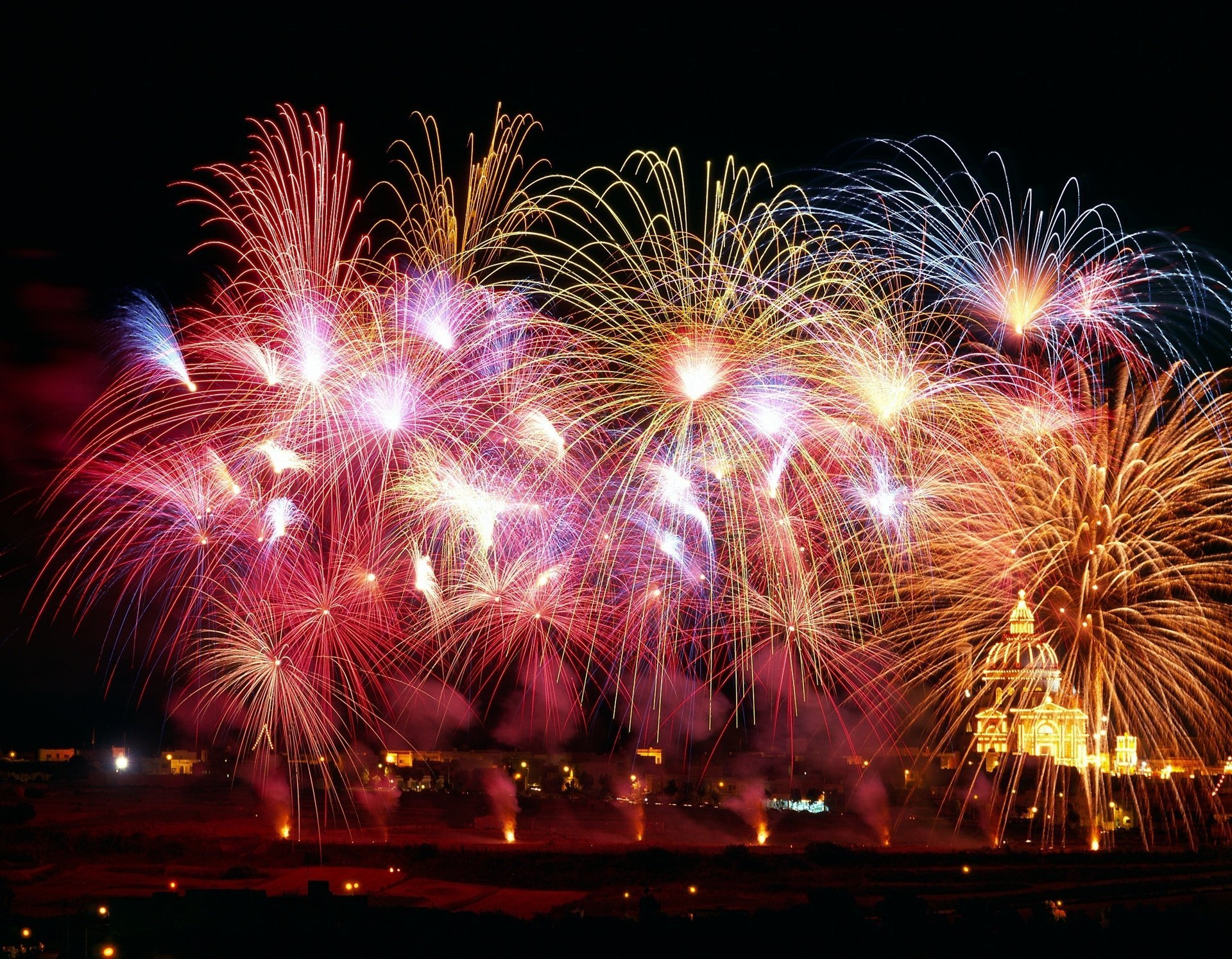 saluto notte vacanza città fuochi d artificio