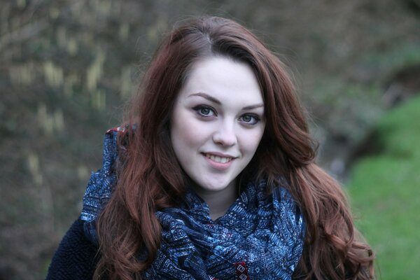 Smiling Girl in a blue stole